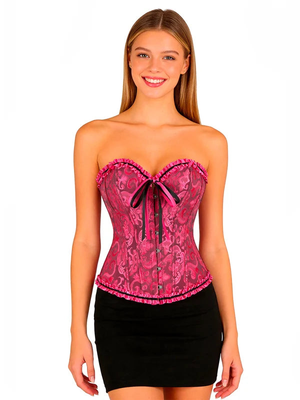 CORSET DISEÑO FLORAL FUCSIA