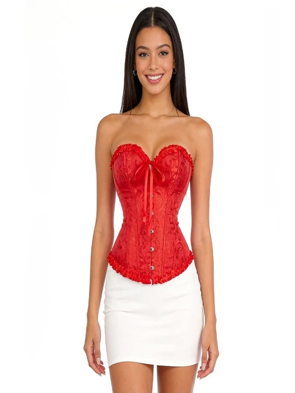 CORSET DISEÑO FLORAL ROJO