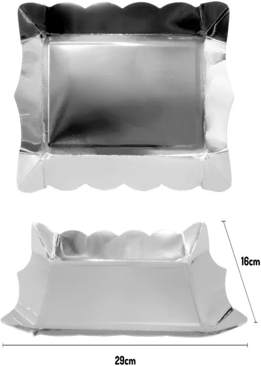 BANDEJA CARTON 16X29 PLATEADO X10UNI