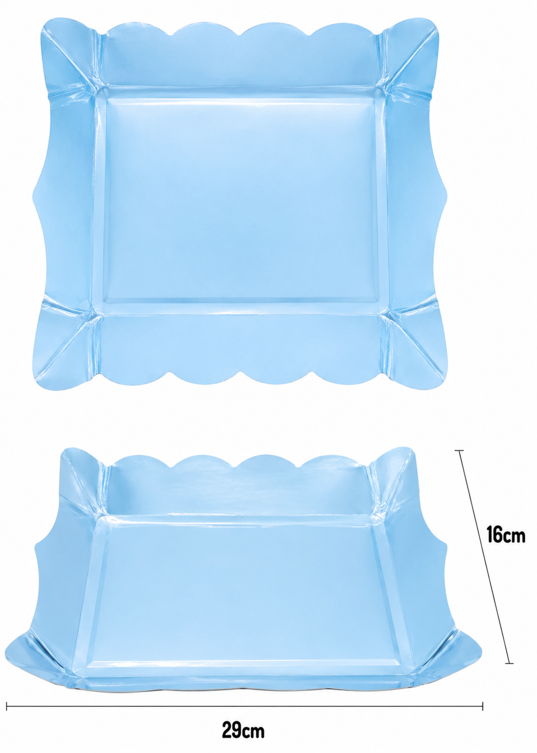 BANDEJA CARTON 16X29 CELESTE X10UNI