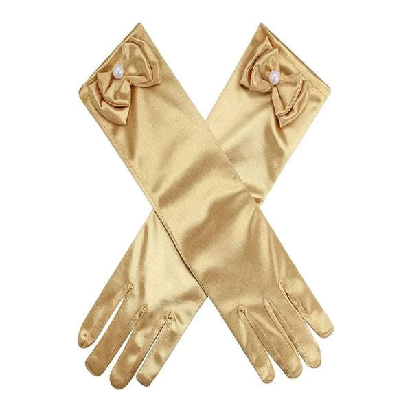 GUANTE LISO ELASTICADO 30CM DORADO X1PAR
