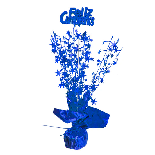 CENTRO MESA METAL FELIZ CUMPLE AZUL X1U