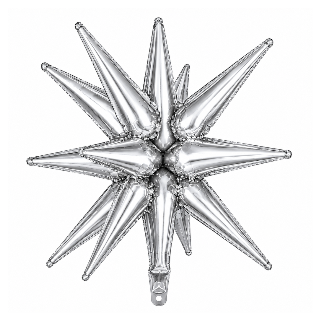 GLOBO METALICO ESTRELLA EXPLOSION PLATEADA 26" 65X65CM