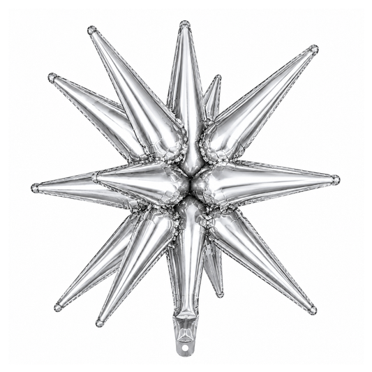GLOBO METALICO ESTRELLA EXPLOSION PLATEADA 26" 65X65CM