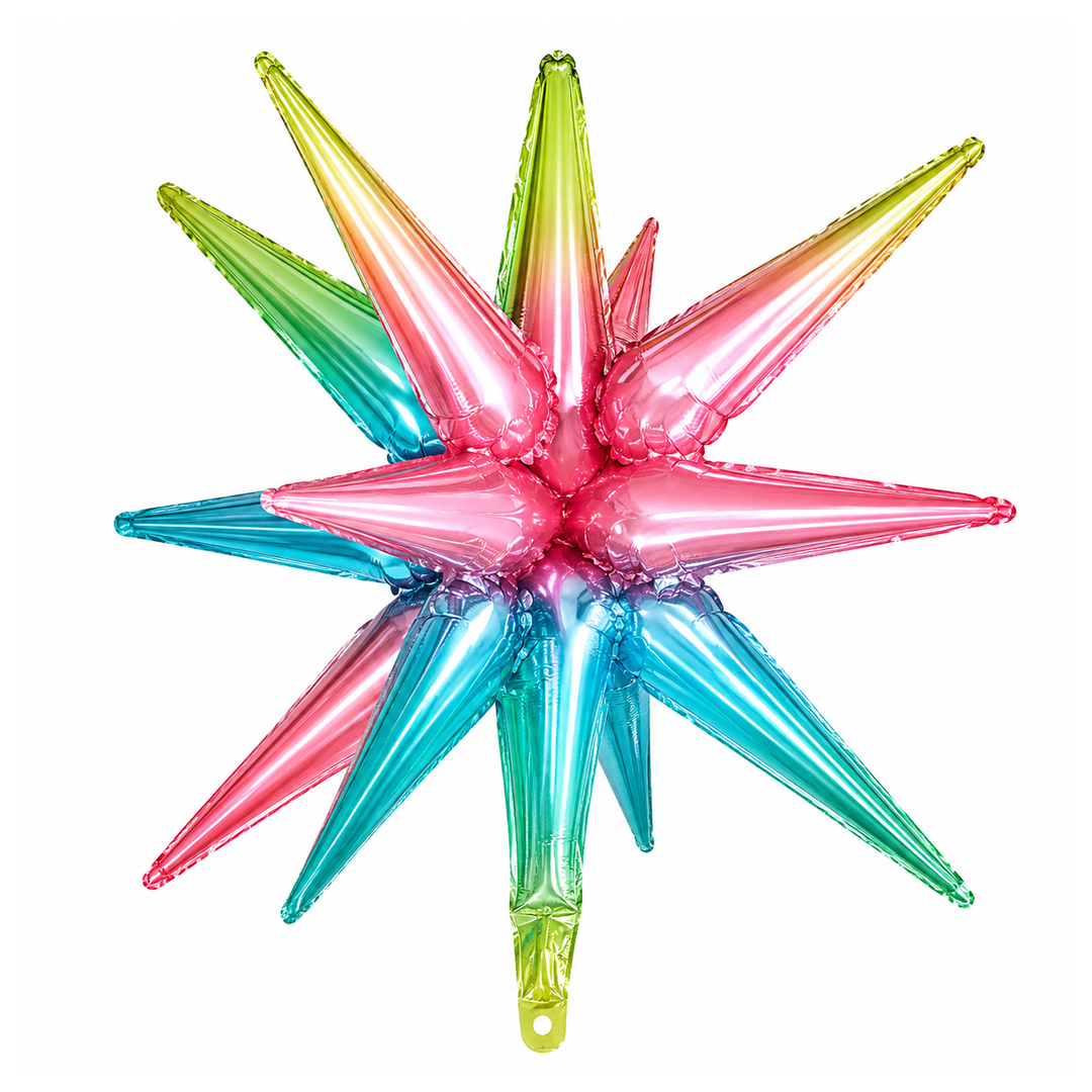 GLOBO METALICO ESTRELLA EXPLOSION COLORIDA 22" 45X55CM