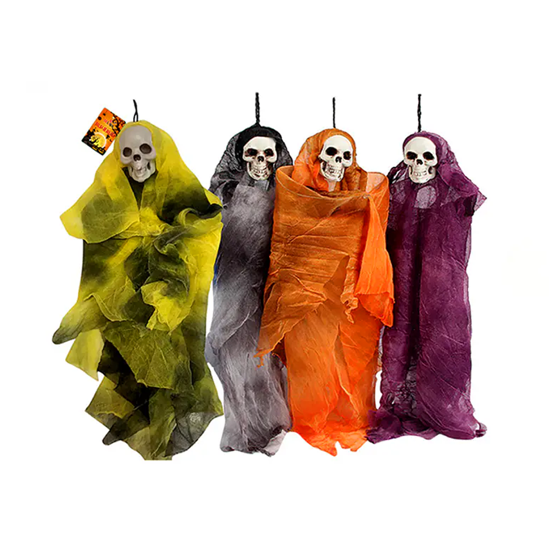 COLGANTE FANTASMA CALAVERA HALLOWEEN 17X40CM X1U