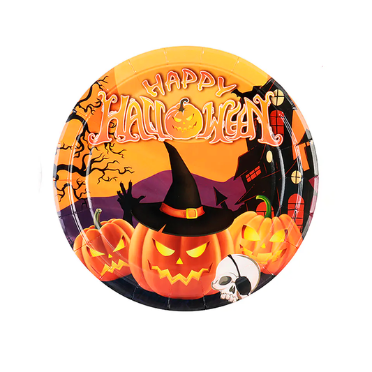 PLATOS CALABAZA HALLOWEEN 18.5CM X6U