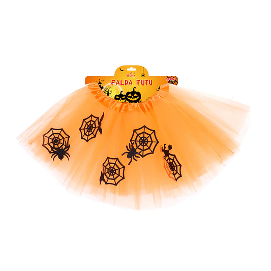 TUTU DE HALLOWEEN NARANJA Y NEGRO 30CM X1U