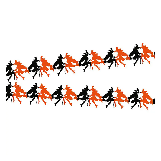 GUIRNALDA DE PAPEL HALLOWEEN BRUJAS NARANJA Y NEGRO 2M X1U
