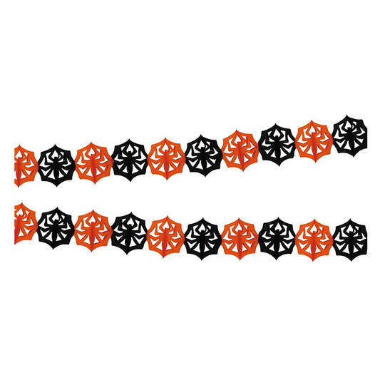 GUIRNALDA DE PAPEL HALLOWEEN ARAÑAS NARANJA Y NEGRO 2M X1U