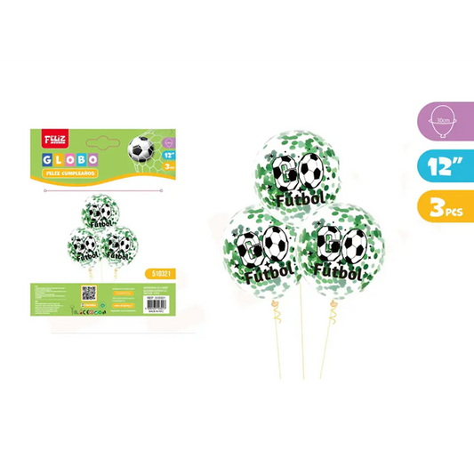 GLOBOS R12 FUTBOL CON LENTEJUELAS X3U