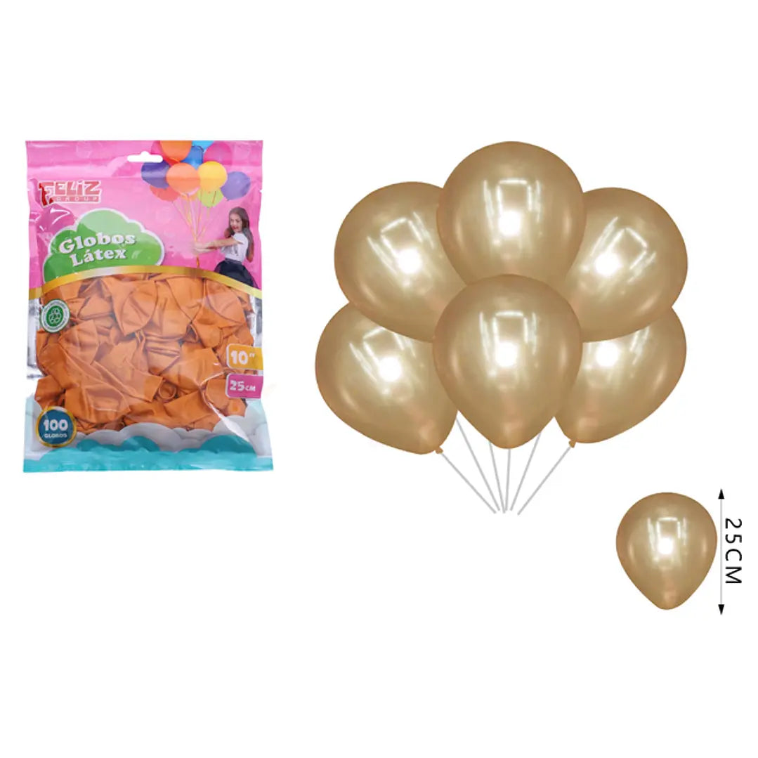 GLOBOS DORADO 25CM X100U