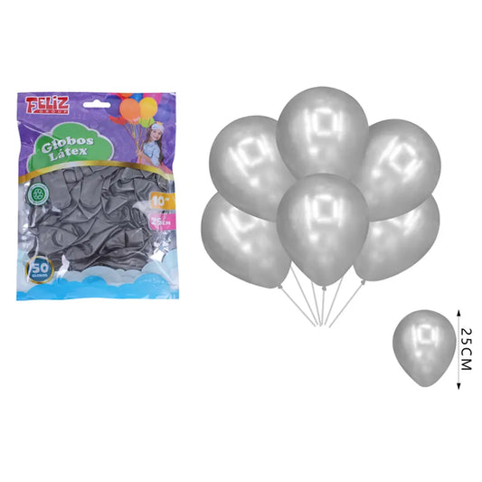 GLOBOS PLATEADO 25CM X100U