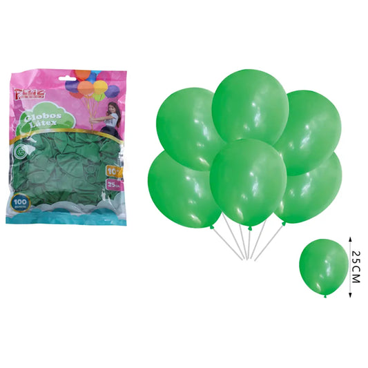 GLOBOS VERDE OSCURO 25CM X100U