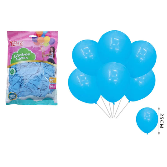 GLOBOS AZUL CLARO 25CM X100U
