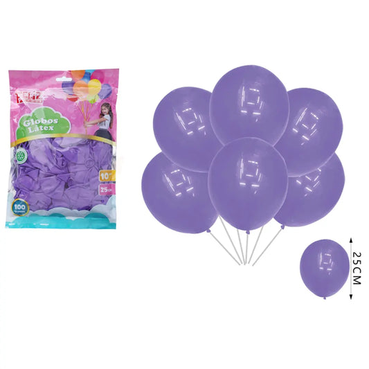 GLOBOS MORADO CLARO 25CM X100U