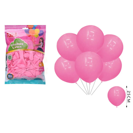 GLOBOS ROSADO 25CM X100U