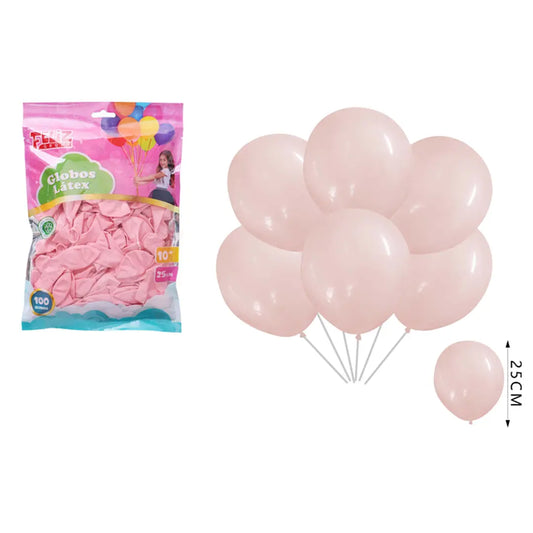 GLOBOS ROSADO PASTEL 25CM X100U