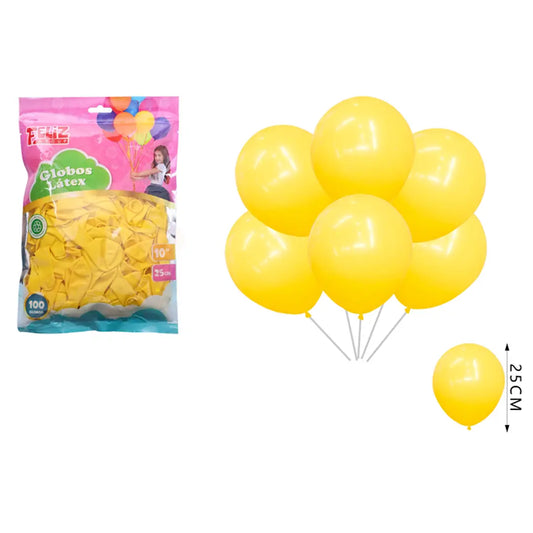 GLOBOS AMARILLO 25CM X100U