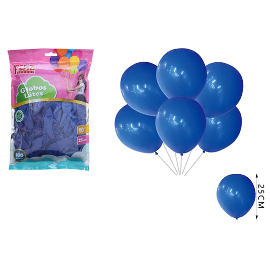 GLOBOS AZUL OSCURO 25CM X100U