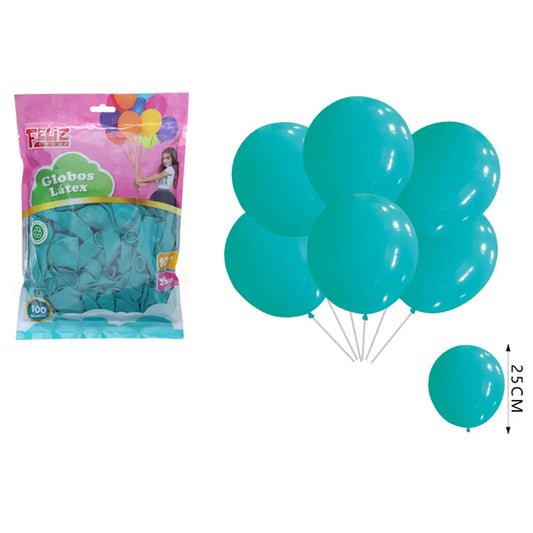 GLOBOS CELESTE CIAN 25CM X100U