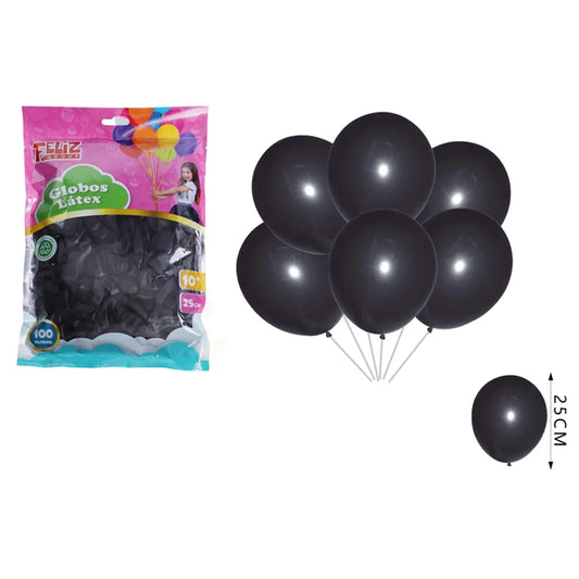 GLOBOS NEGRO 25CM X100U