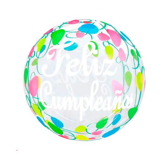 GLOBO BURBUJA FELIZ CUMPLEAÑOS CORAZONES 18" 45CM X1U