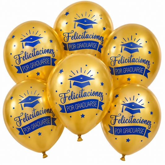 GLOBOS DE GRADUACIÓN DORADOS X6U