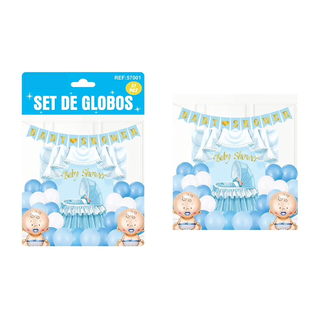 SET DE GLOBOS + FONDO BABY SHOWER X17U