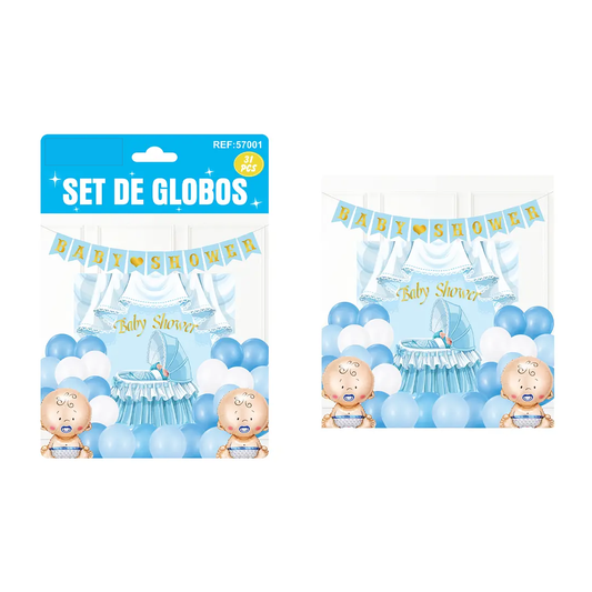 SET DE GLOBOS + FONDO BABY SHOWER X17U