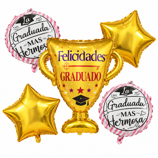 SET DE GLOBOS METALICOS "LA MAS HERMOSA" X5U