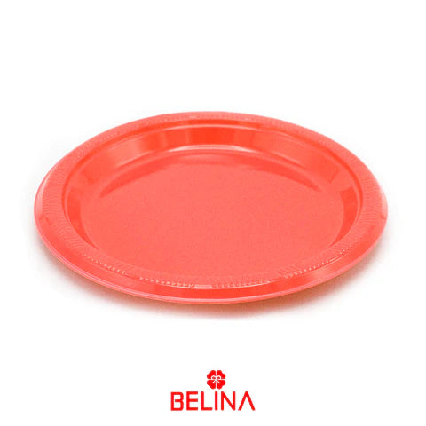PLATO PLASTICO ROJO 23CM X10U
