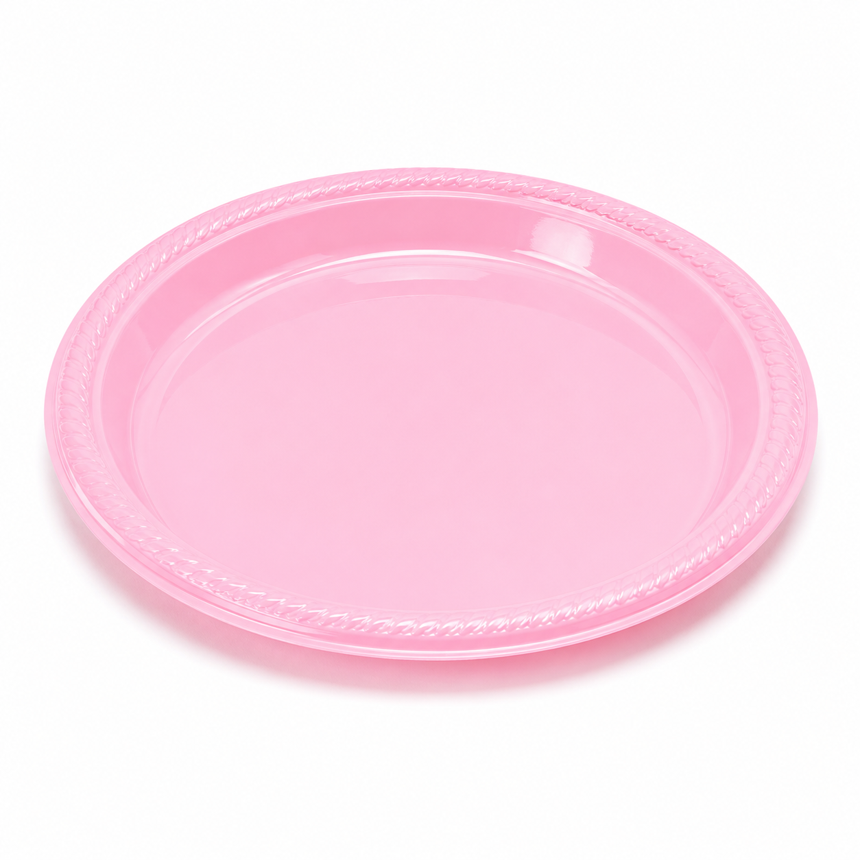 PLATO PLASTICO ROSADO 23CM X10U