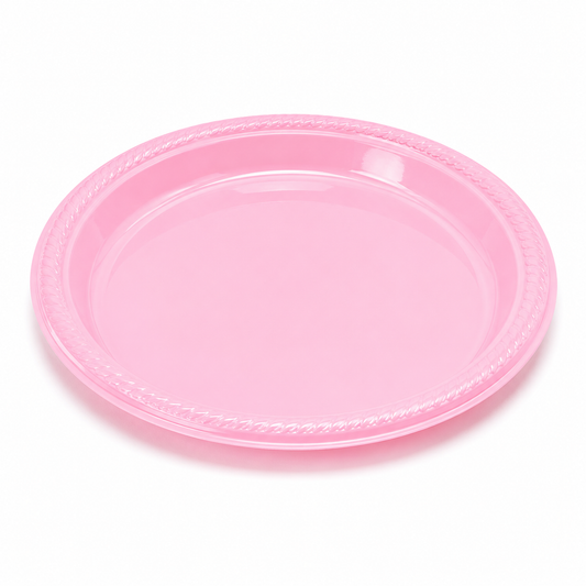 PLATO PLASTICO ROSADO 23CM X10U
