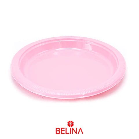 PLATO PLASTICO ROSADO 23CM X10U