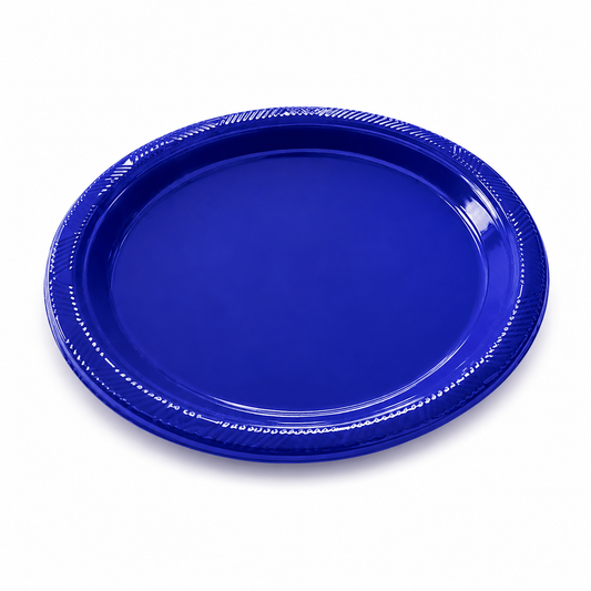 PLATO PLASTICO AZUL 23CM X10U
