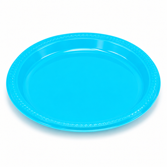 PLATO PLASTICO CELESTE 23CM X10U