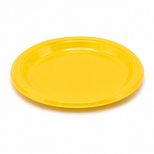 PLATO PLASTICO AMARILLO 23CM X10U