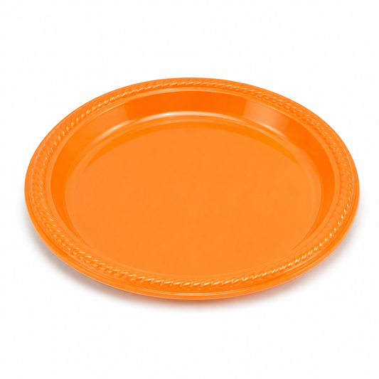 PLATO PLASTICO NARANJO 23CM X10U