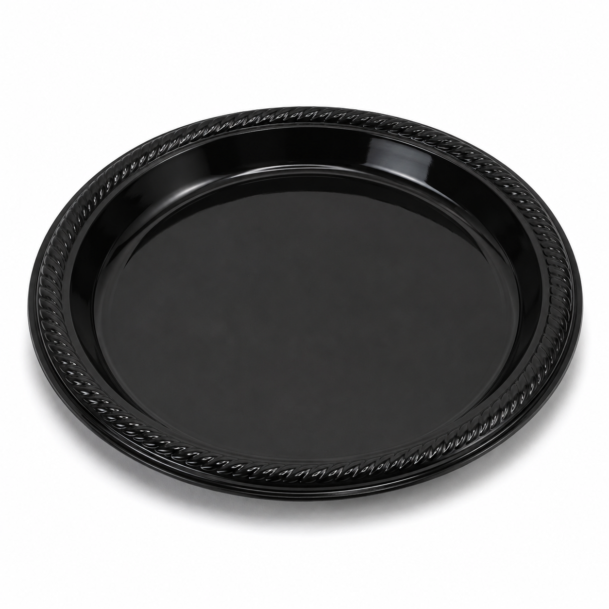 PLATO PLASTICO NEGRO 23CM X10U
