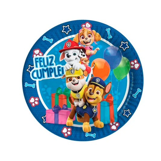 PLATOS DE CARTON PAW PATROL 18CM X6U