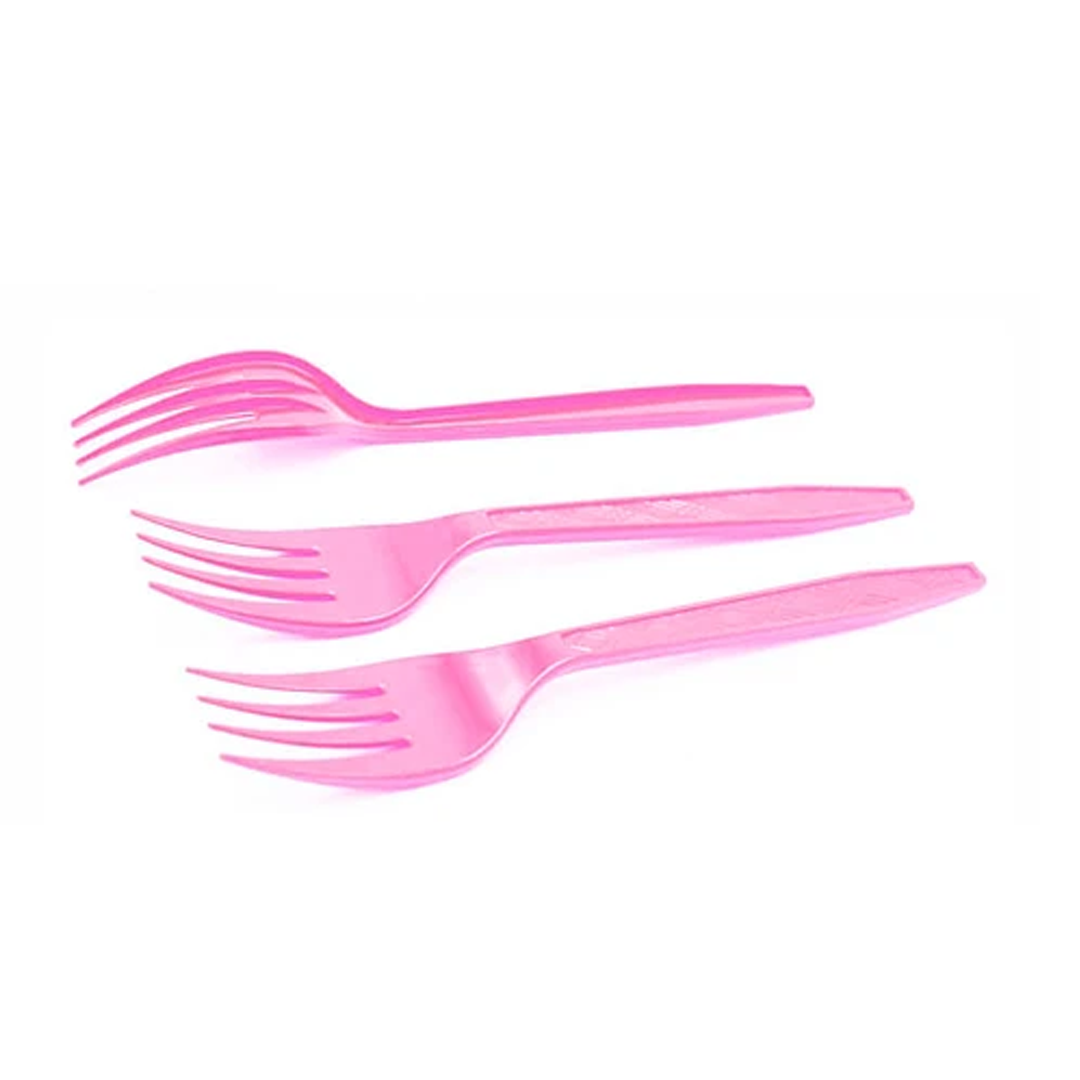 TENEDORES PLASTICO ROSADO X20U