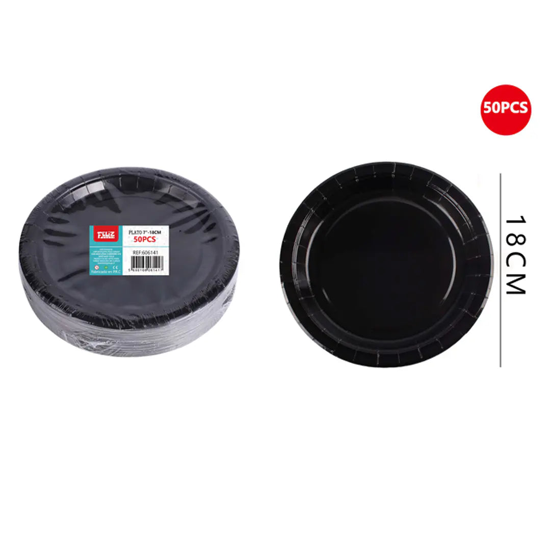 PLATO 7 NEGRO CARTON X50U