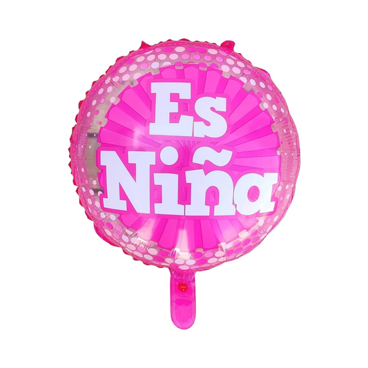 GLOBO METALICO  ROSADO "ES NIÑA" 18" 45CM X1U