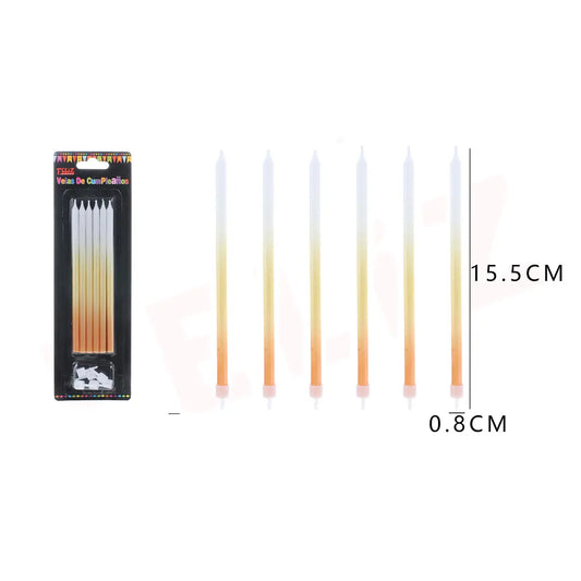 VELAS COLORES DEGRADADOS BLANCO/AMARILLO/NARANJO X6U