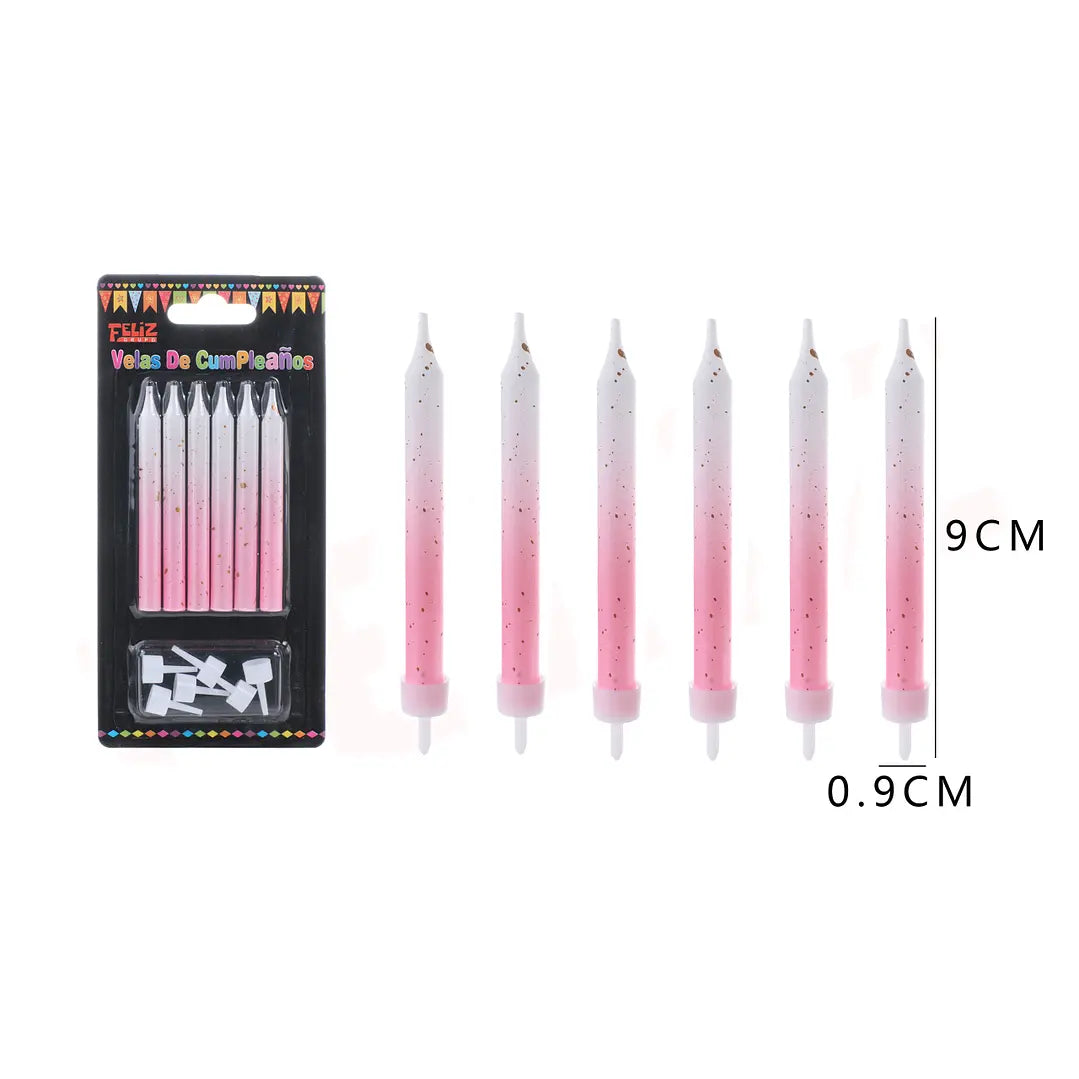 VELAS COLORES DEGRADADOS BALNCO/ROSADO X6U