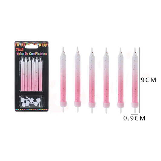 VELAS COLORES DEGRADADOS BALNCO/ROSADO X6U