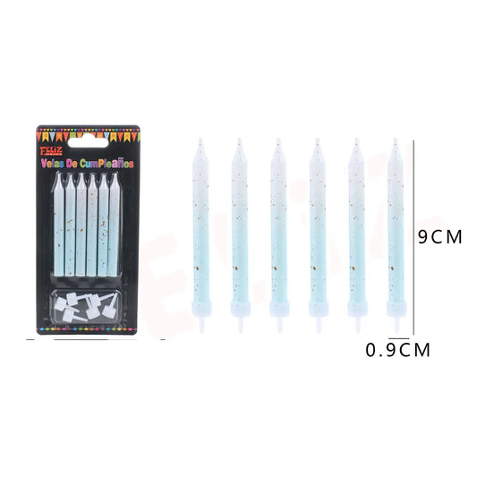 VELAS COLORES DEGRADADOS BLANCO/CELESTE X6U