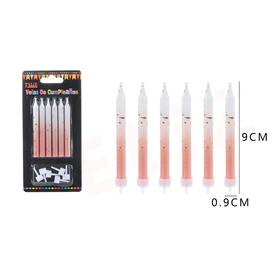 VELAS COLORES DEGRADADOS BLANCO/NARANJO X6U