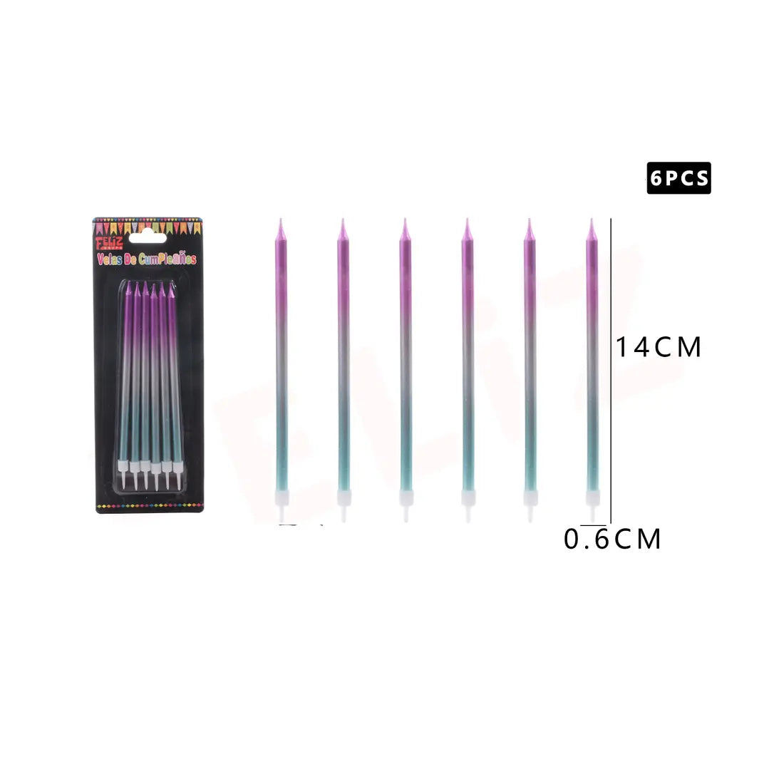 VELAS COLORES DEGRADADOS FUCSIA/BLANCO/CELESTE X6U